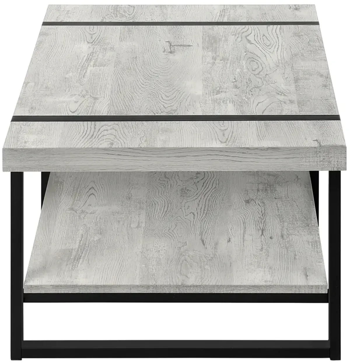 Monarch Specialties I 2855 Coffee Table, Accent, Cocktail, Rectangular, Living Room, 48"L, Metal, Laminate, Grey, Black, Contemporary, Modern