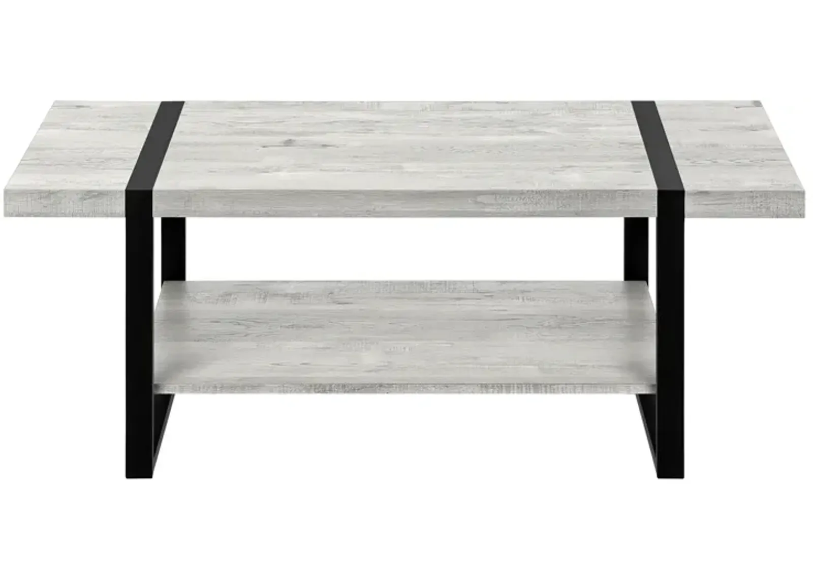 Monarch Specialties I 2855 Coffee Table, Accent, Cocktail, Rectangular, Living Room, 48"L, Metal, Laminate, Grey, Black, Contemporary, Modern