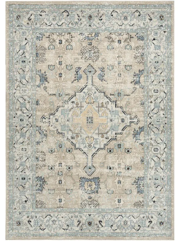 Washable Decor WSD12 Taupe/Blue 5'3" x 7' Rug