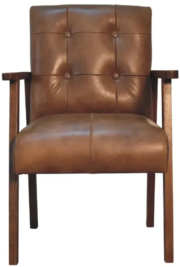 Artisan Furniture Brown Buffalo Leather ChairChestnut Solid Wood