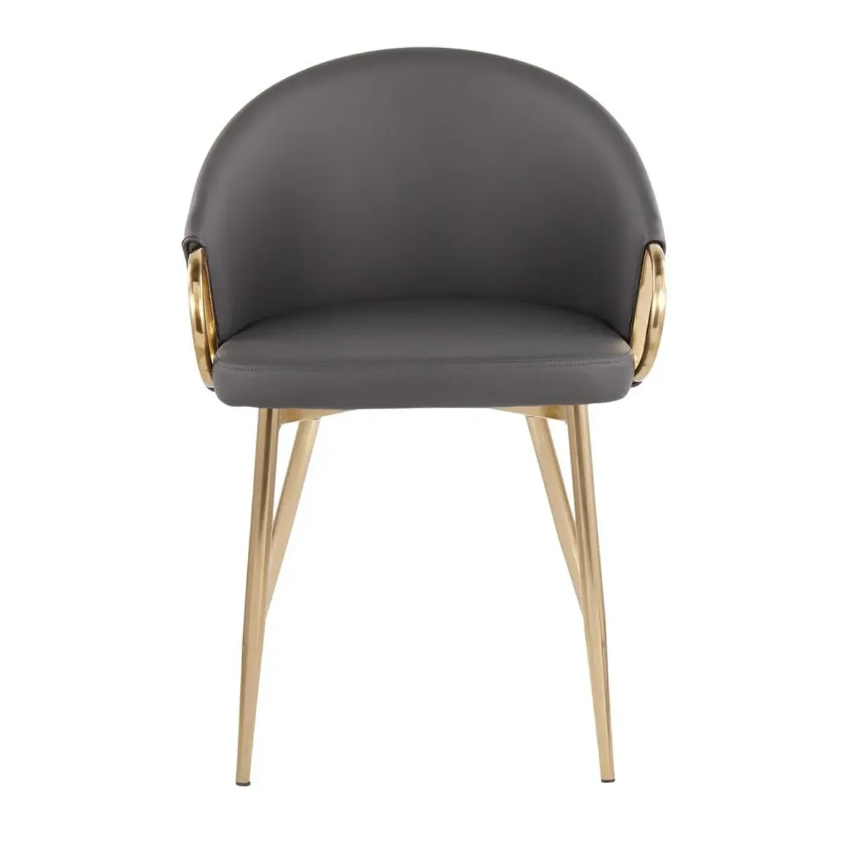 LumiSource Gold Metal, Grey PU Claire Chair