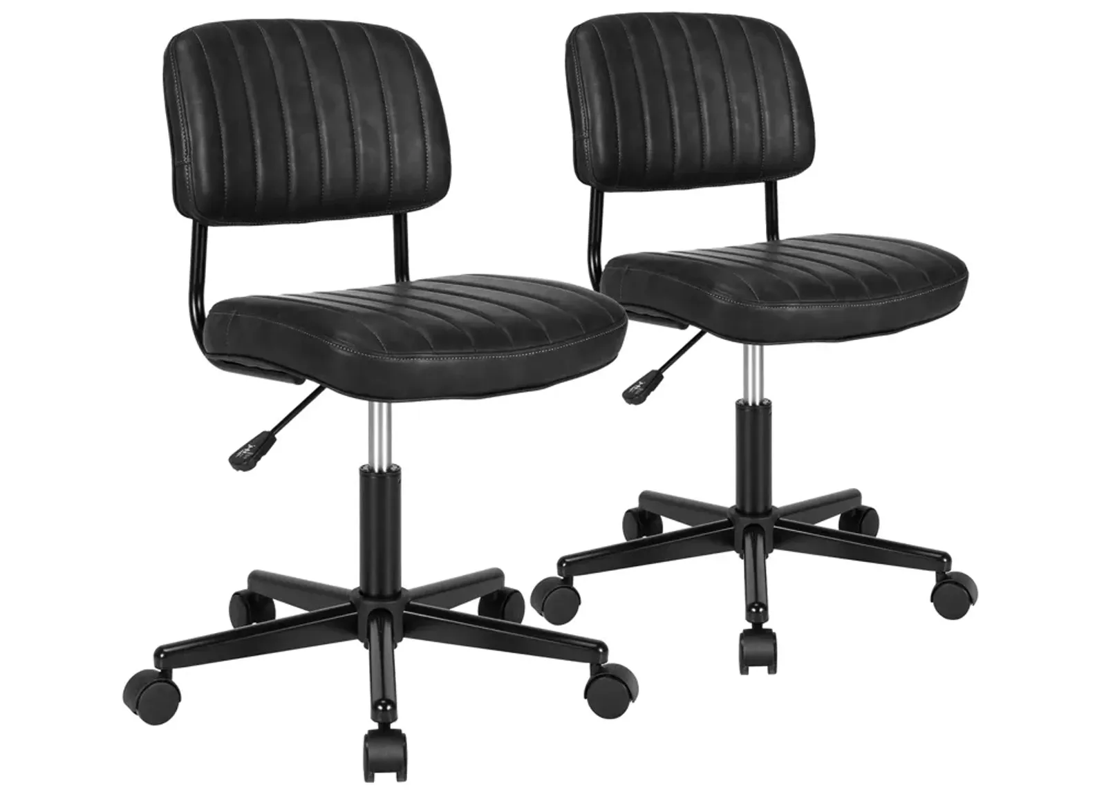 Costway 2PCS PU Leather Office Chair Adjustable Swivel Task Chair with Backrest Black