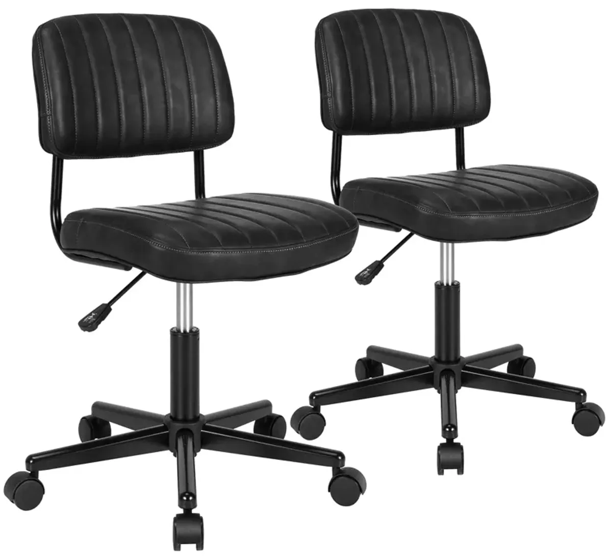 Costway 2PCS PU Leather Office Chair Adjustable Swivel Task Chair with Backrest Black