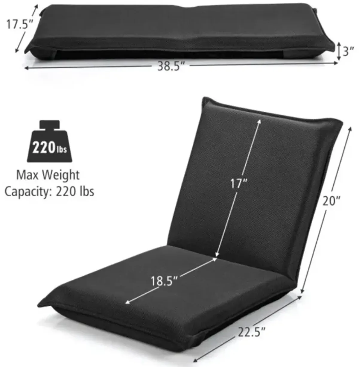 Hivvago Adjustable 6 Positions Folding Lazy Man Sofa Chair Floor Chair