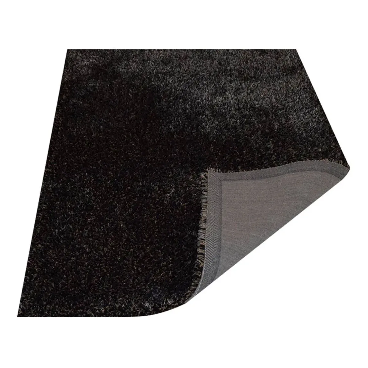 RUGSOTIC CARPETS HAND TUFTED SHAG POLYESTER ECO-FRIENDLY AREA RUGS  - 5'x8', Rectangle, Silver Black, Solid Plain Design, High Pile Thick Handmade Anti Skid Rugs for Living Room, Bed Room K00111