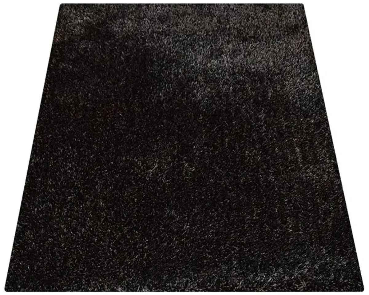 RUGSOTIC CARPETS HAND TUFTED SHAG POLYESTER ECO-FRIENDLY AREA RUGS  - 5'x8', Rectangle, Silver Black, Solid Plain Design, High Pile Thick Handmade Anti Skid Rugs for Living Room, Bed Room K00111