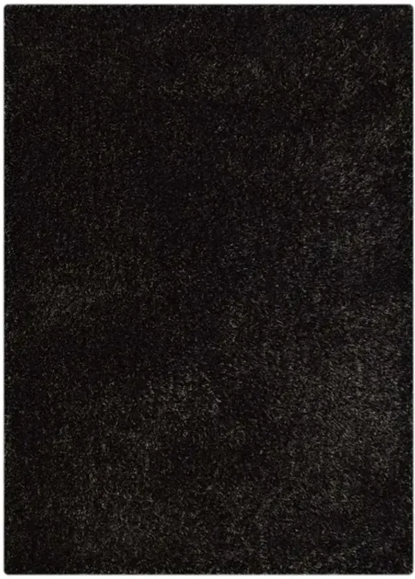 RUGSOTIC CARPETS HAND TUFTED SHAG POLYESTER ECO-FRIENDLY AREA RUGS  - 5'x8', Rectangle, Silver Black, Solid Plain Design, High Pile Thick Handmade Anti Skid Rugs for Living Room, Bed Room K00111