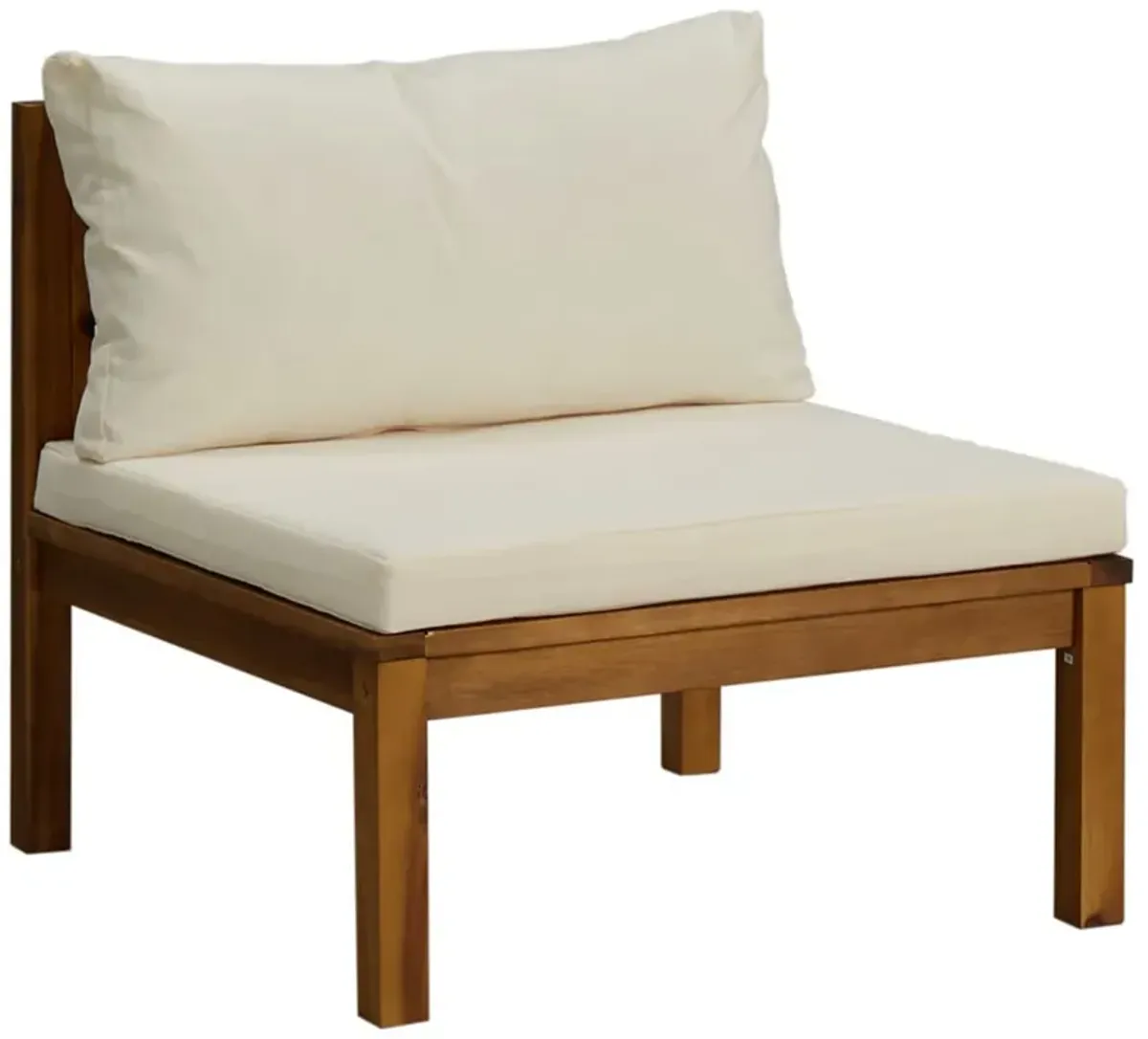 Luna 5pc Modular Outdoor L Sofa and Acacia Wood Coffee Table, Cream - Benzara