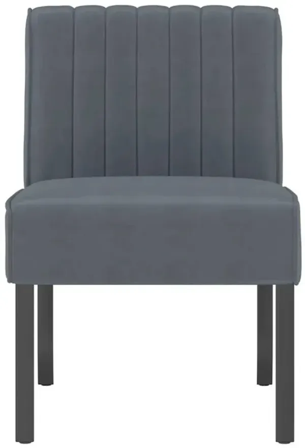 Elegant Dark Grey Velvet Slipper Chair
