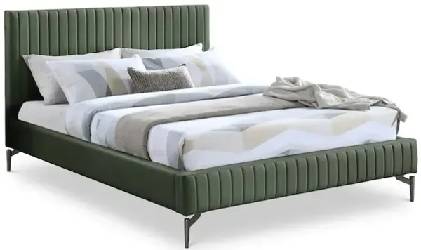 Meridian Furniture Gallo Green Vegan Leather Queen Bed