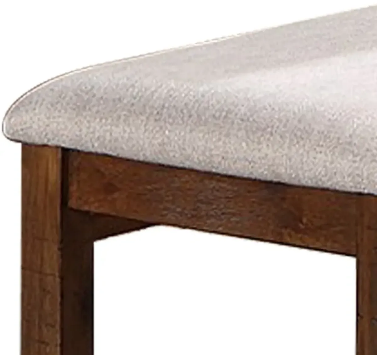 48 Inch Classic Fabric Upholstered Dining Bench, Pine Wood, Ivory and Brown-Benzara