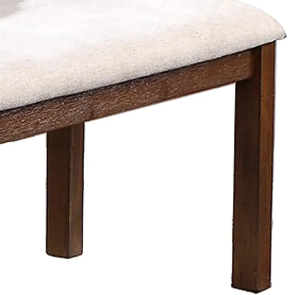 48 Inch Classic Fabric Upholstered Dining Bench, Pine Wood, Ivory and Brown-Benzara