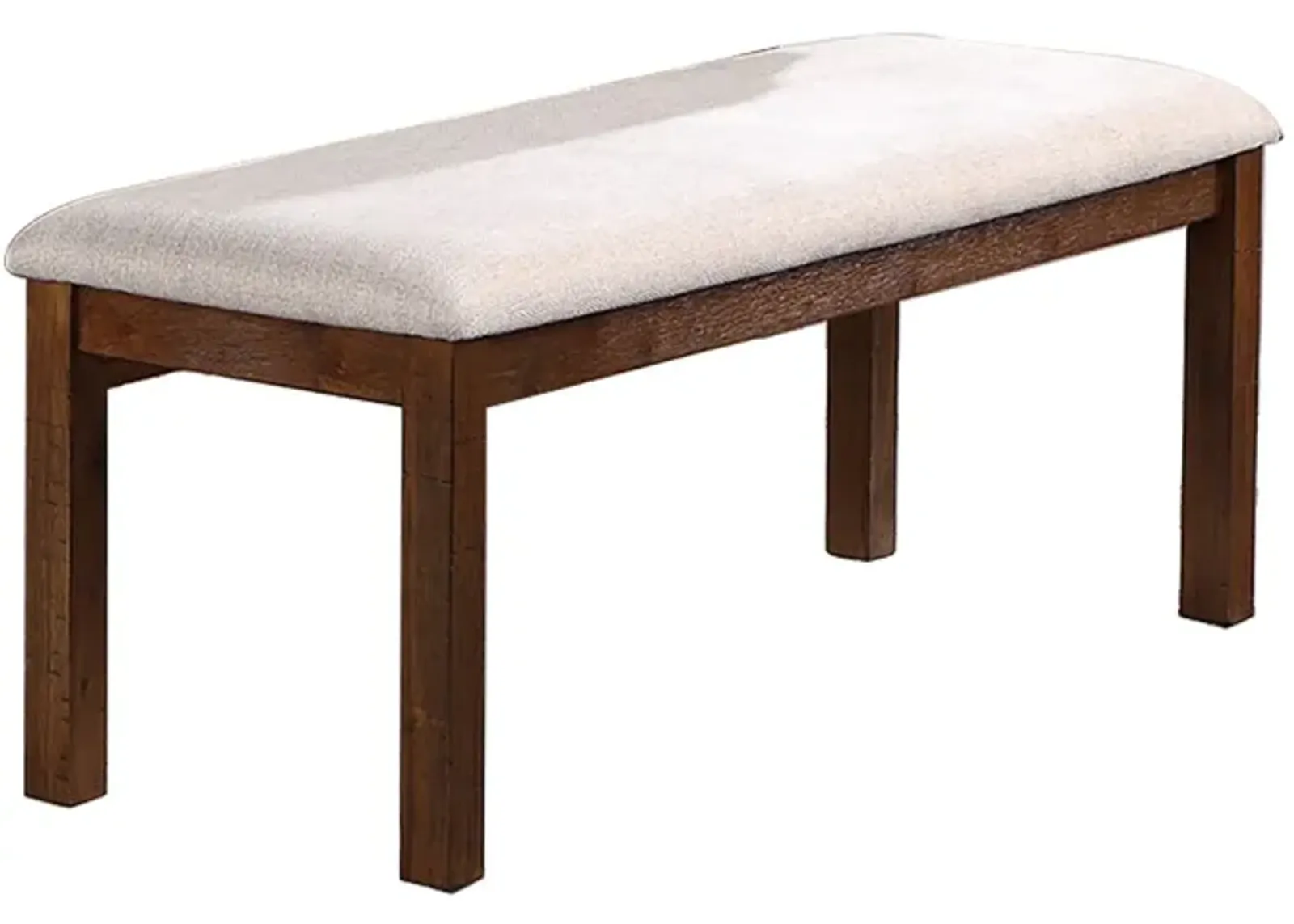 48 Inch Classic Fabric Upholstered Dining Bench, Pine Wood, Ivory and Brown-Benzara