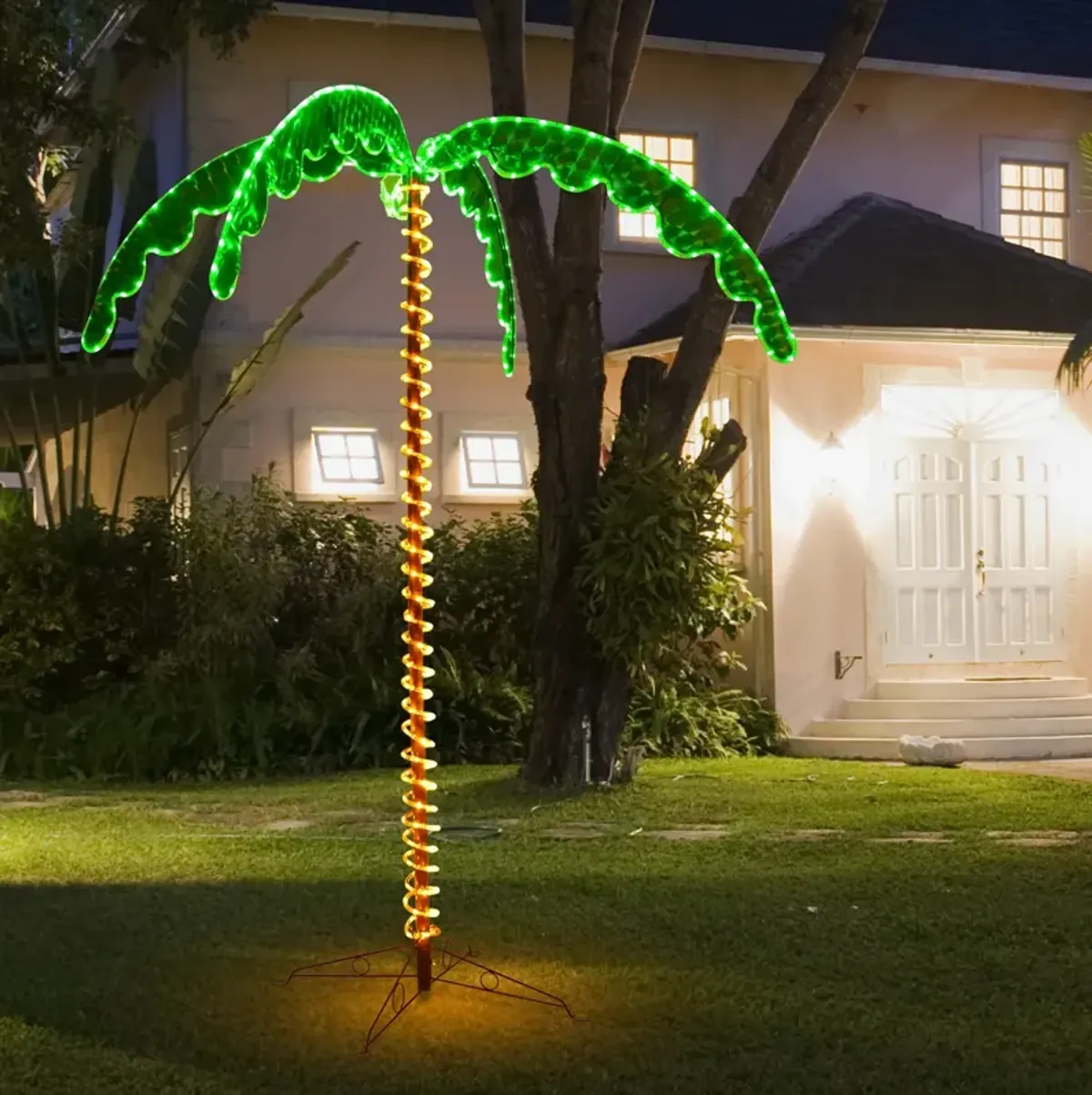 7 Feet LED Pre-lit Palm Tree Decor with Light Rope