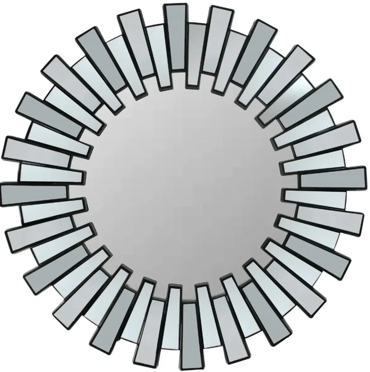 25.5" Round Matte Black Aztec Sunburst Wall Mirror