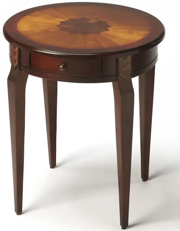Hivvago Cherry With Maple Inlay Round Accent Table