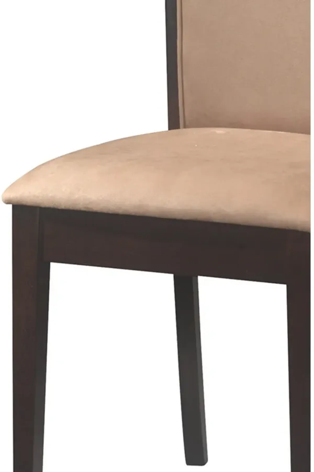 Transitional Brown Wood Frame Dining Chair, Beige Fabric, Set of 2-Benzara