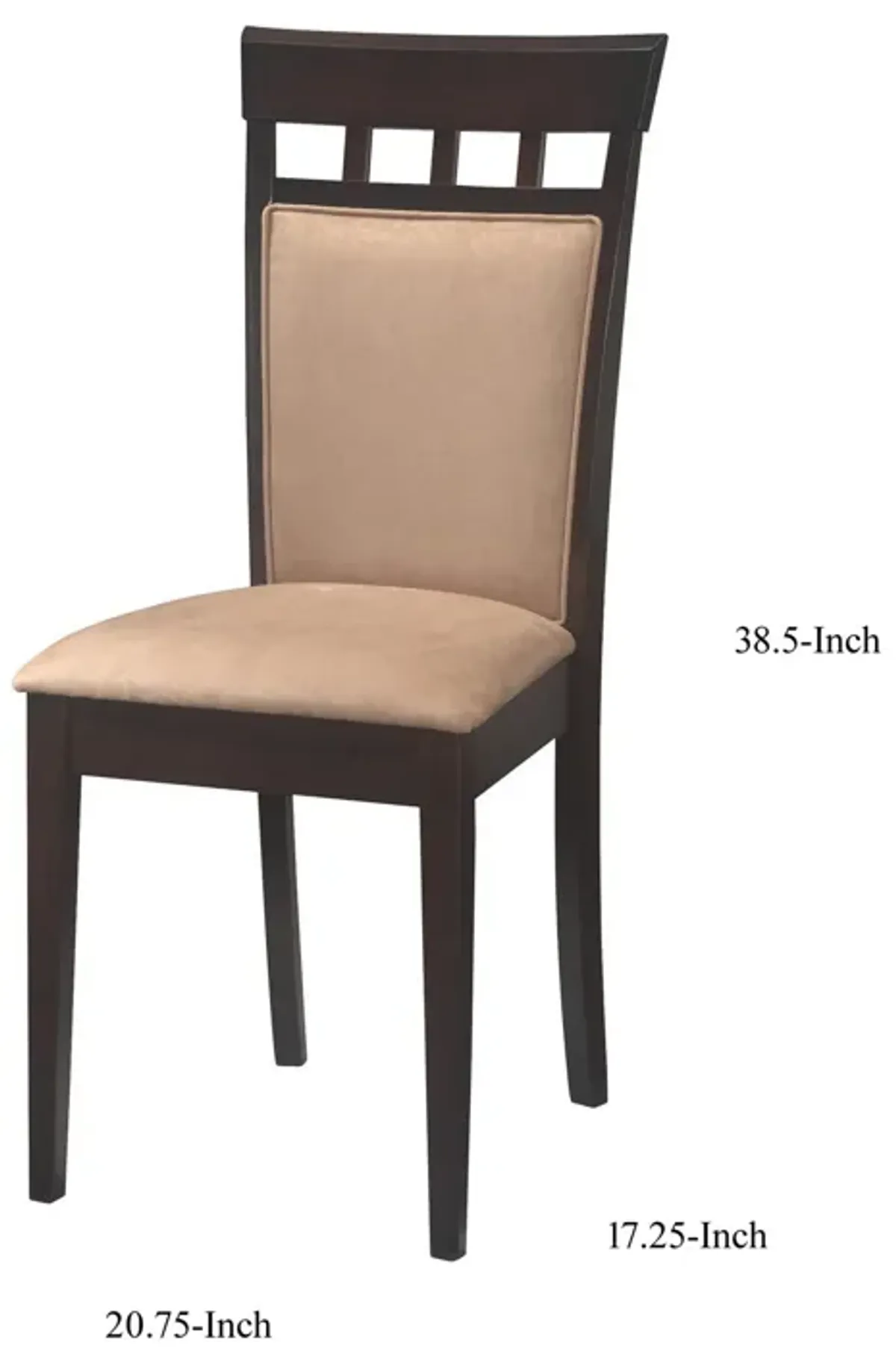 Transitional Brown Wood Frame Dining Chair, Beige Fabric, Set of 2-Benzara