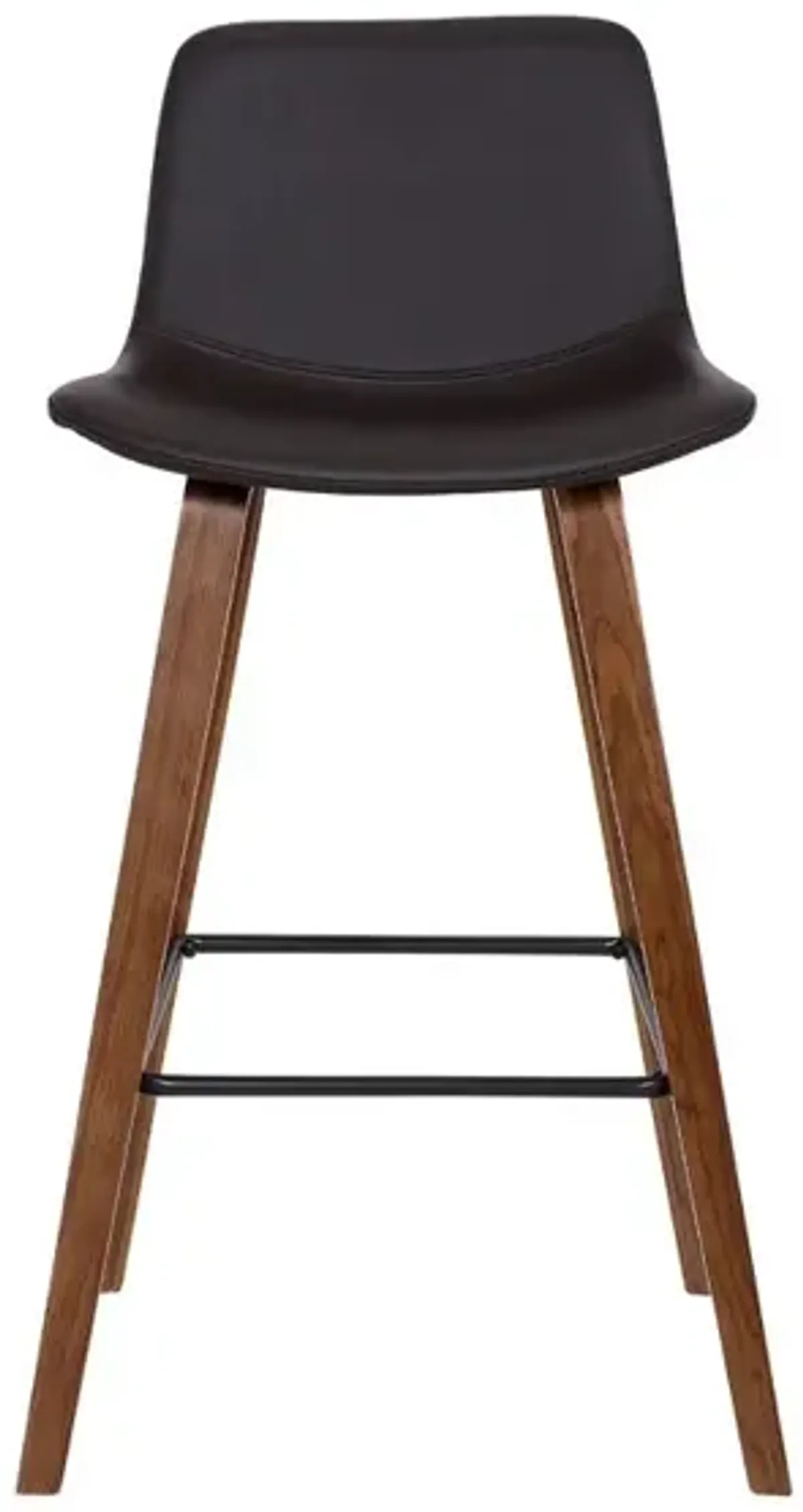 35 Inch Wooden Barstool with Leatherette Seat, Brown - Benzara