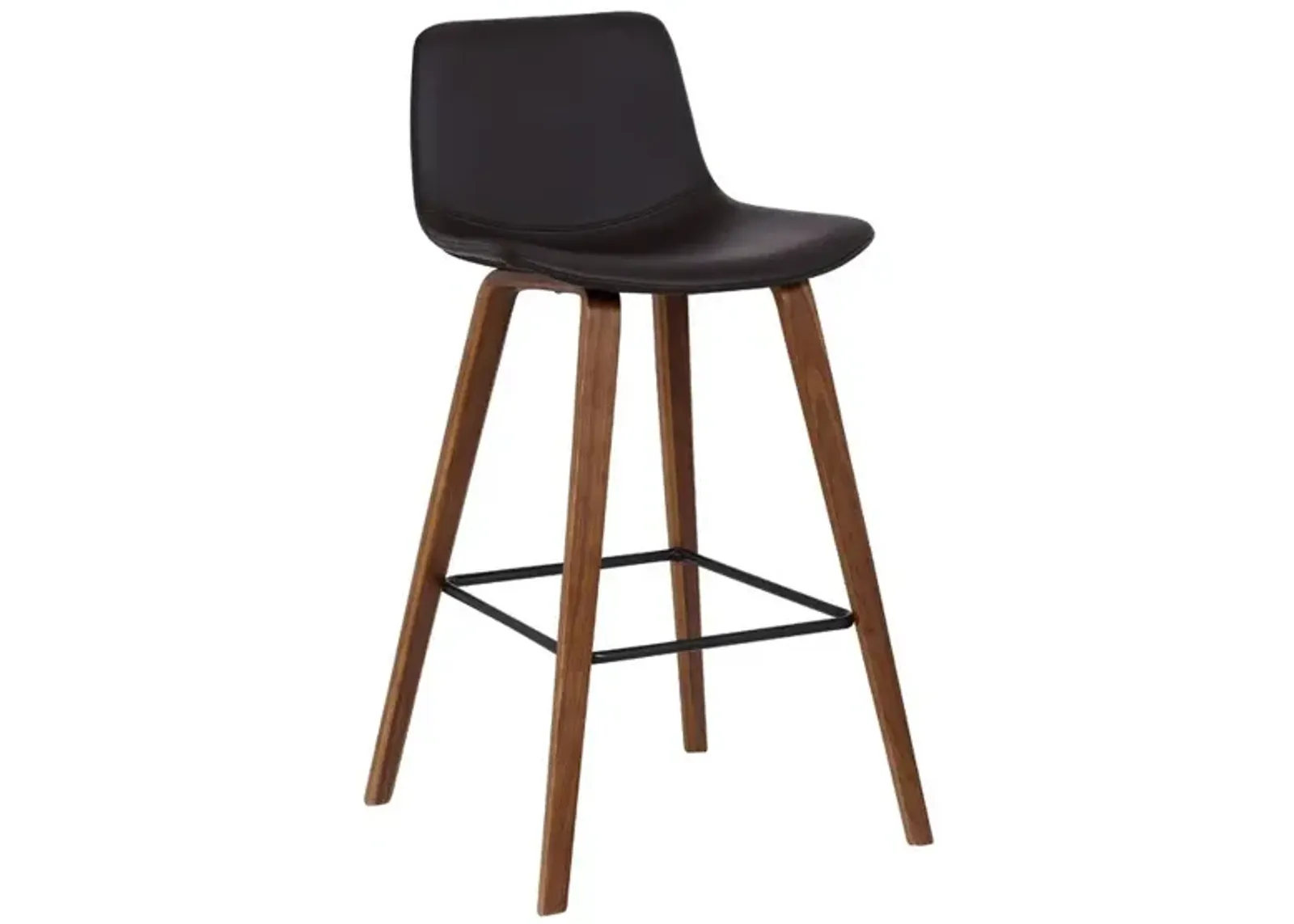 35 Inch Wooden Barstool with Leatherette Seat, Brown - Benzara