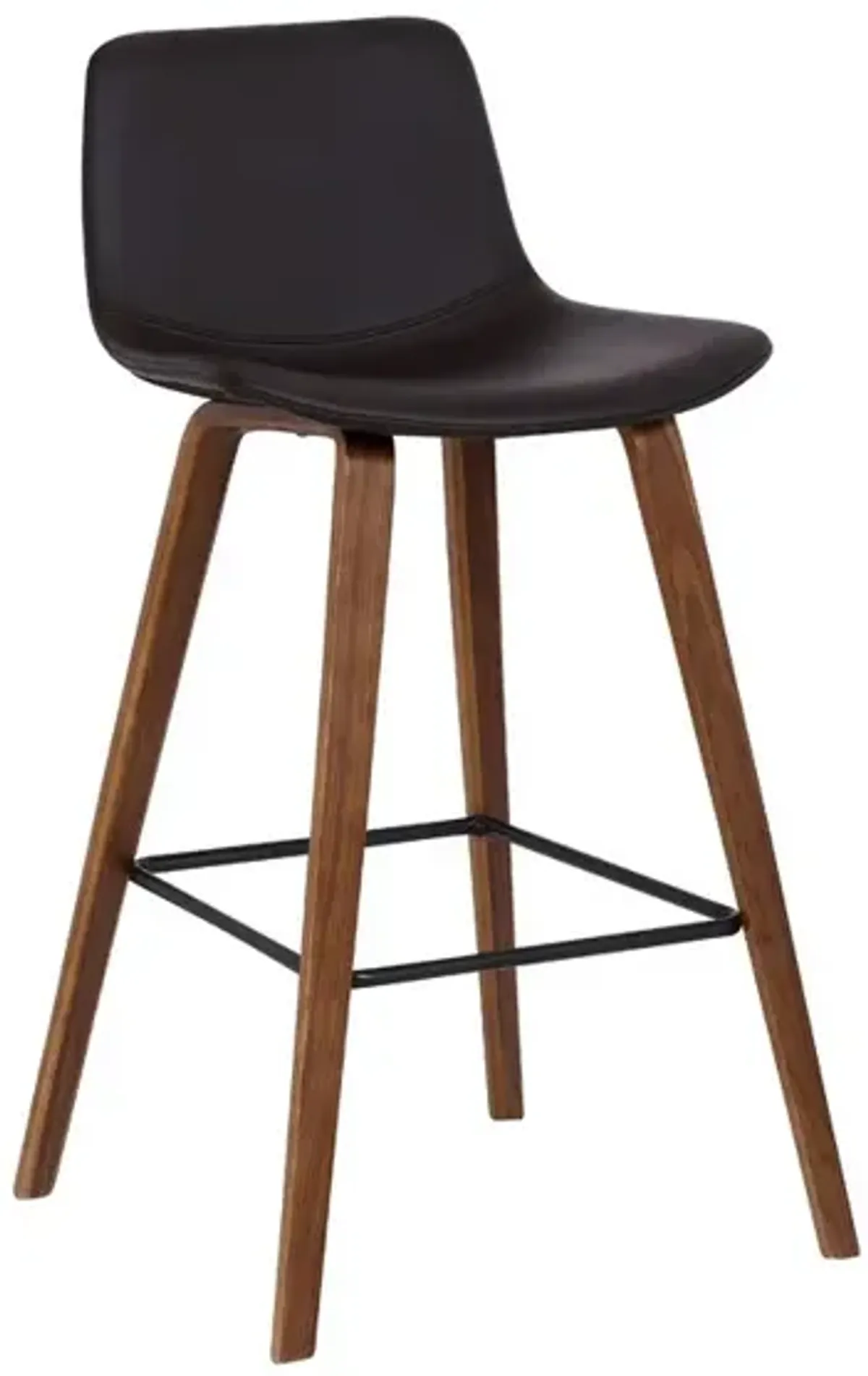 35 Inch Wooden Barstool with Leatherette Seat, Brown - Benzara