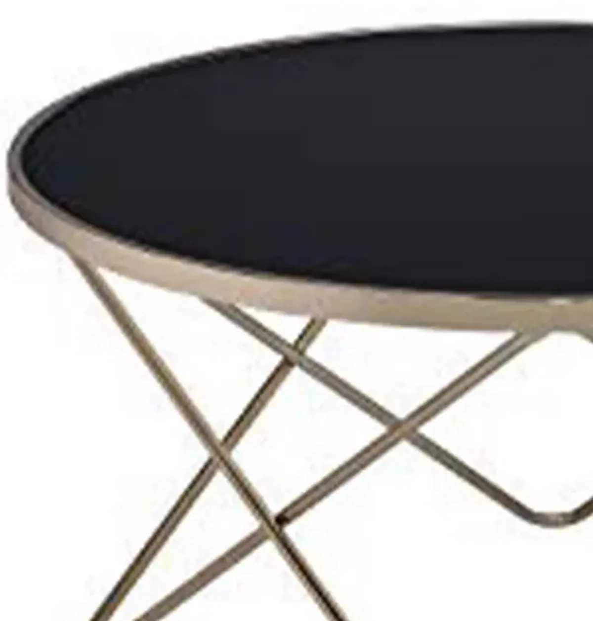 Alluring Coffee Table, Black Glass & Gold-Benzara