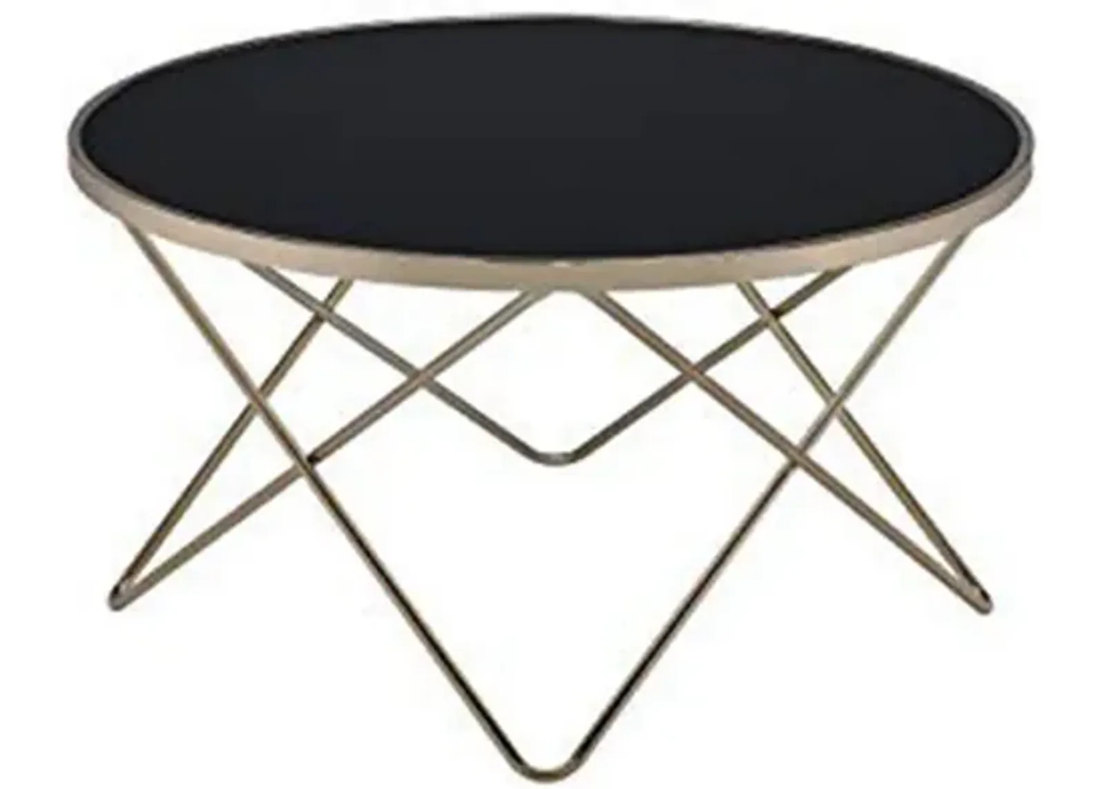 Alluring Coffee Table, Black Glass & Gold-Benzara