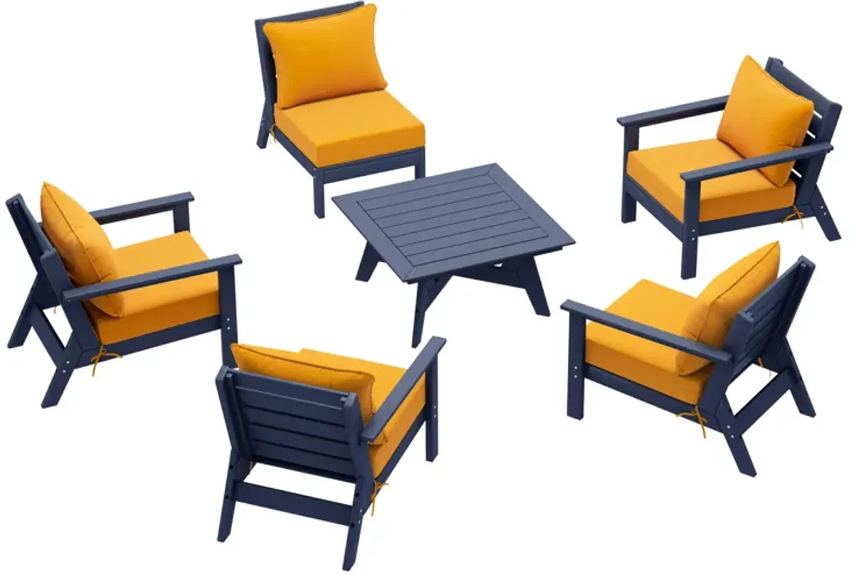 WestinTrends Outdoor 6-Piece Modular Sectional Patio Furniture Sofa Set