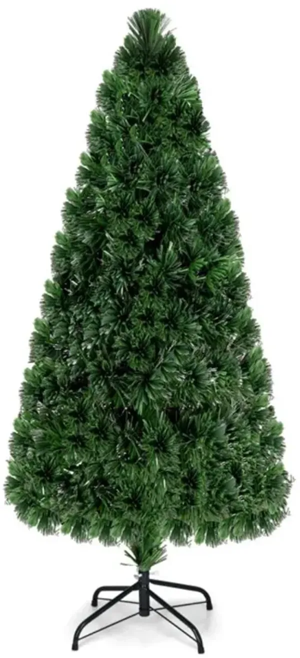 Hivvago 3' / 4' / 5' / 6' Feet Artificial Pre-Lit Fiber Optic PVC Christmas Tree
