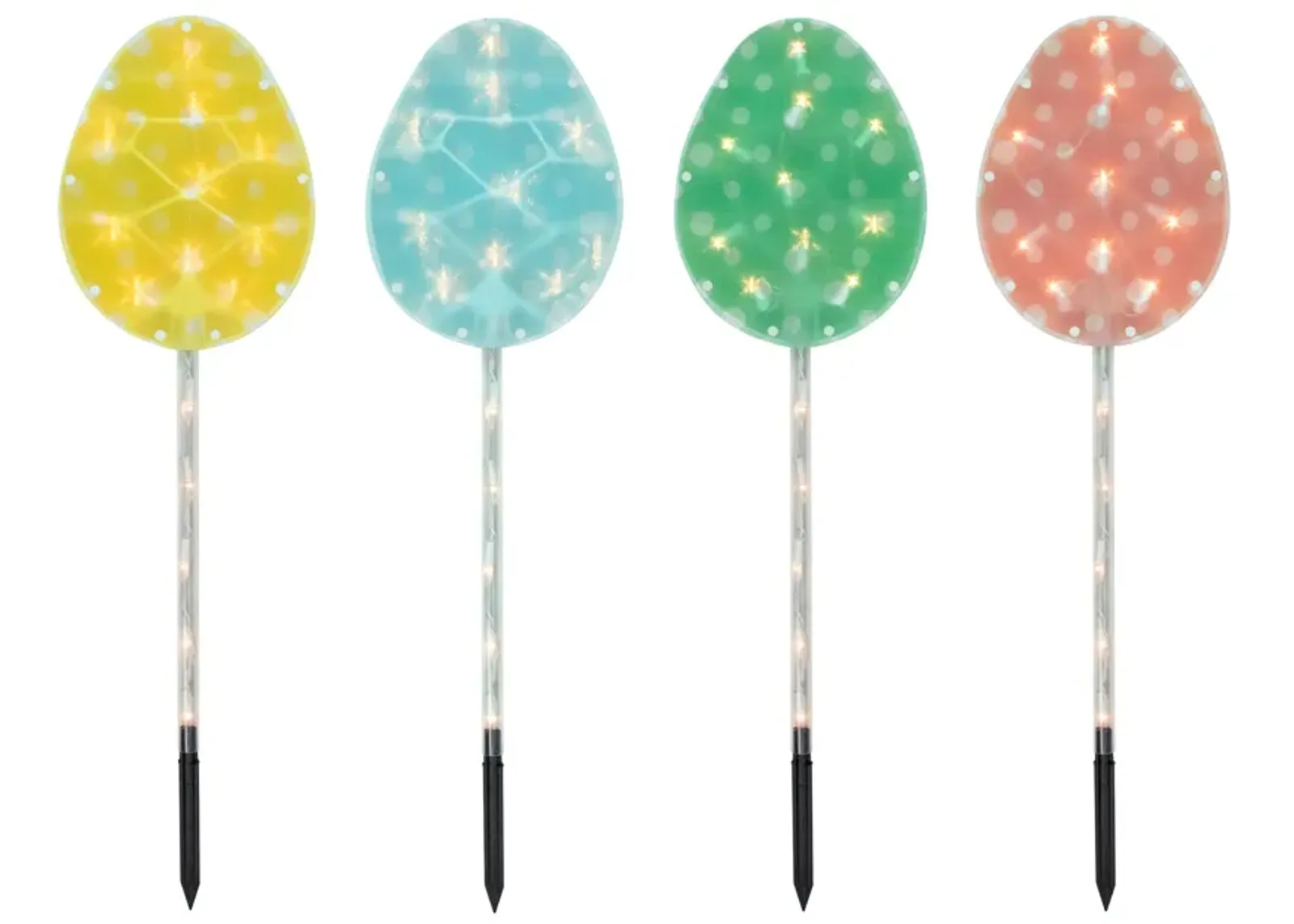 4ct Pastel Easter Egg Pathway Marker Lawn Stakes  Clear Lights