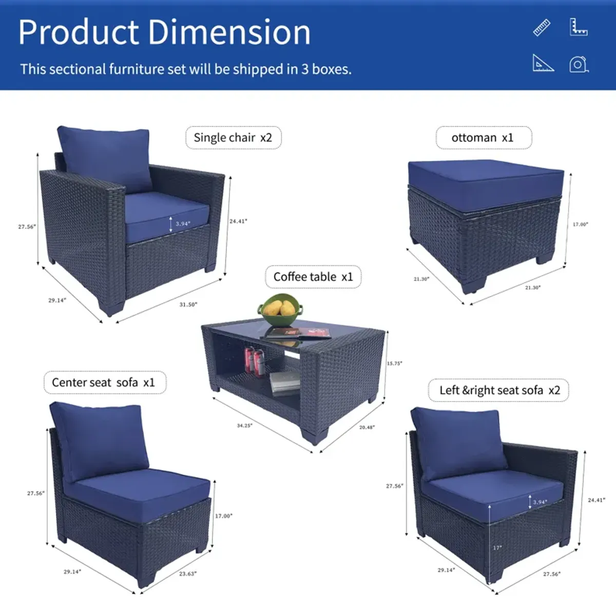 Merax Outdoor Furniture Sofa Sets and Coffee Table Set