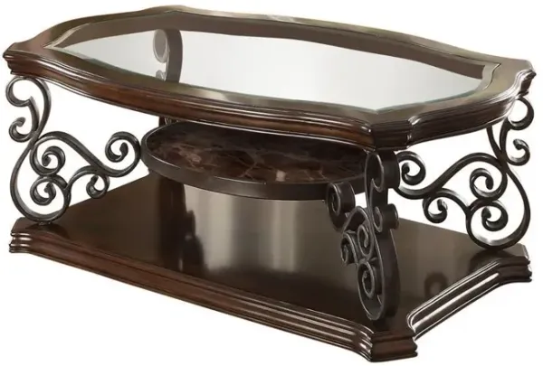 Laney Coffee Table Deep Merlot and Clear