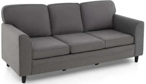 Hivvago Upholstered Teddy Velvet 3-Seat Sofa with Comfy Back Pillows