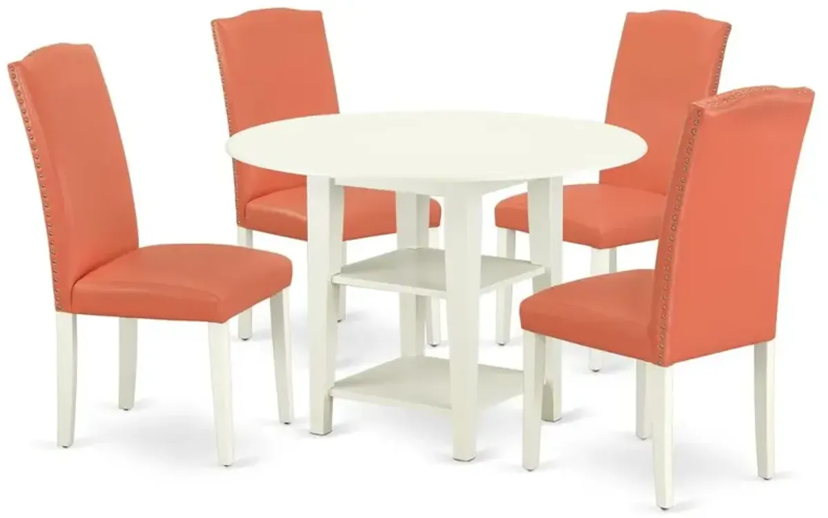 Dining Room Set Linen White, SUEN5-LWH-78