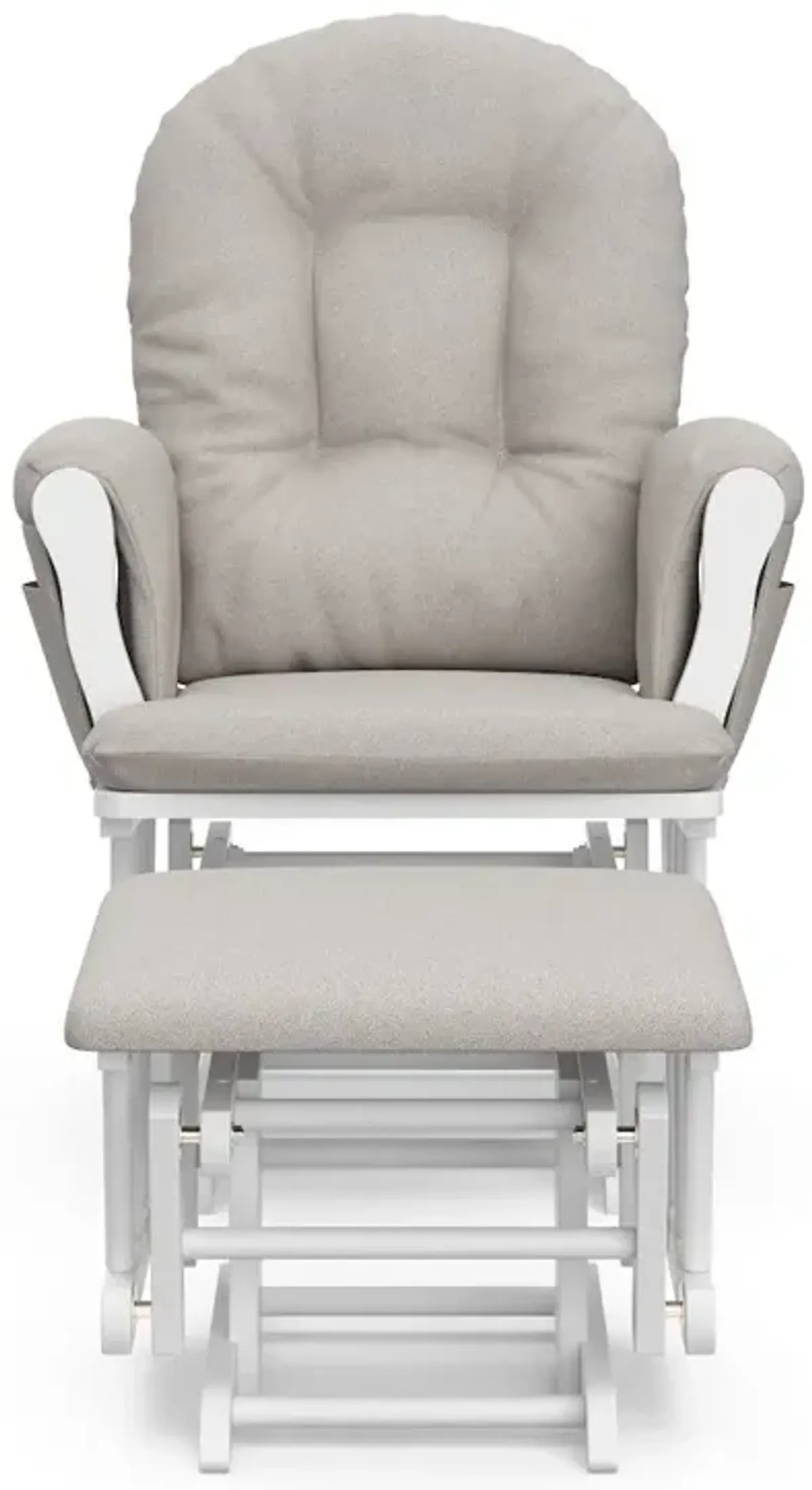 Storkcraft Hoop Glider and Ottoman - White with Taupe Swirl