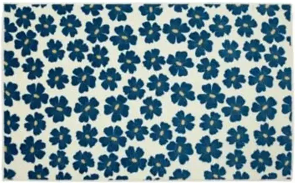 Simple Floral Aqua 2' x 3' 9" Kitchen Mat