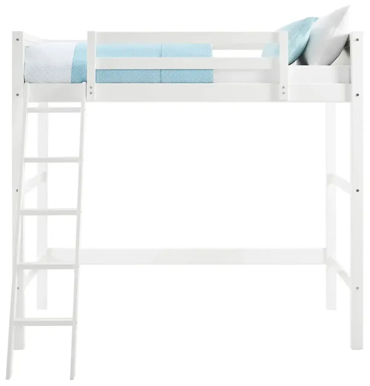 Atwater Living Rollins Twin Wooden Loft Bed with Ladder and Safety Railings