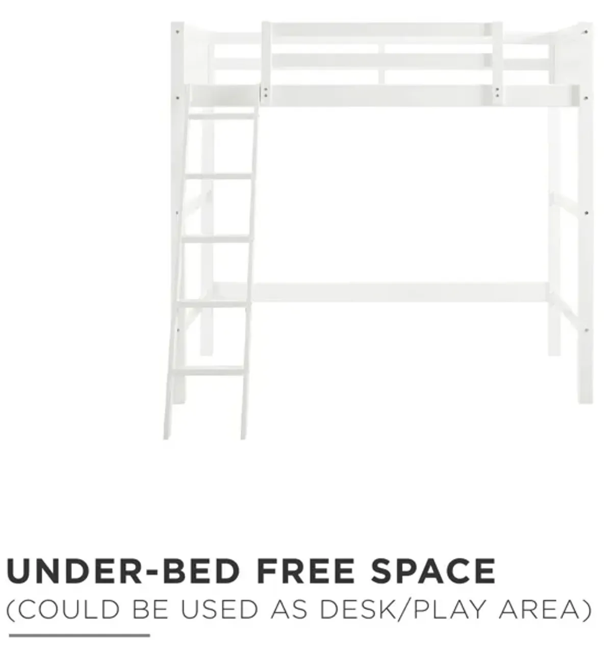 Atwater Living Rollins Twin Wooden Loft Bed with Ladder and Safety Railings