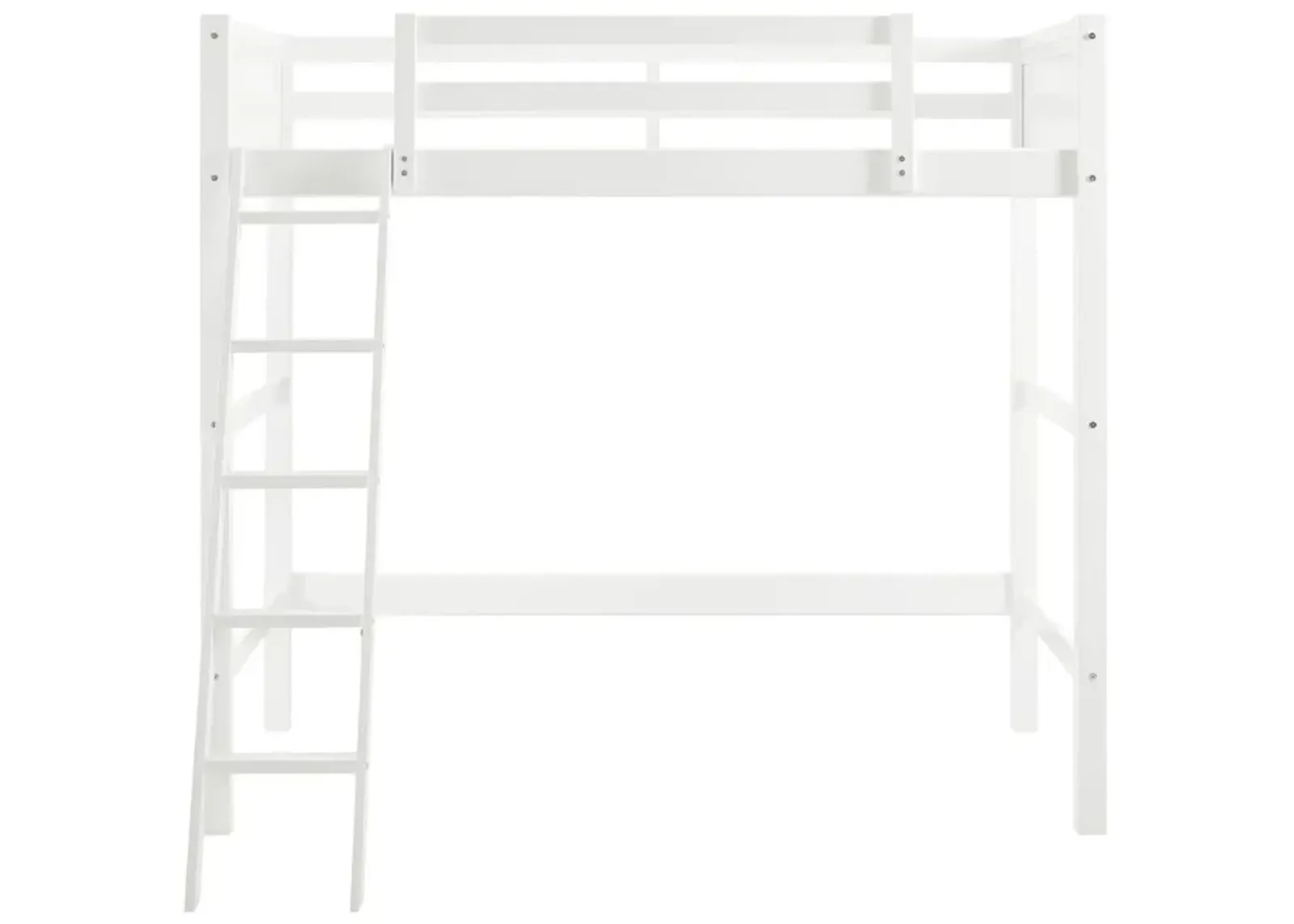 Atwater Living Rollins Twin Wooden Loft Bed with Ladder and Safety Railings