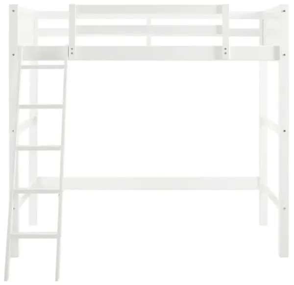 Atwater Living Rollins Twin Wooden Loft Bed with Ladder and Safety Railings