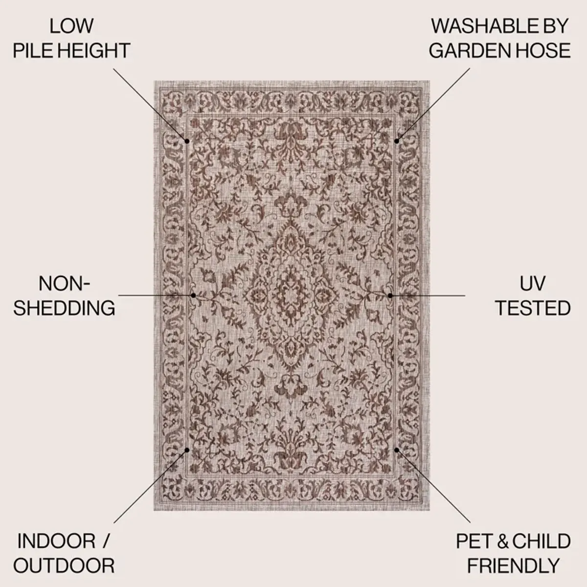 Jerash Ornate Medallion Indoor/Outdoor Area Rug