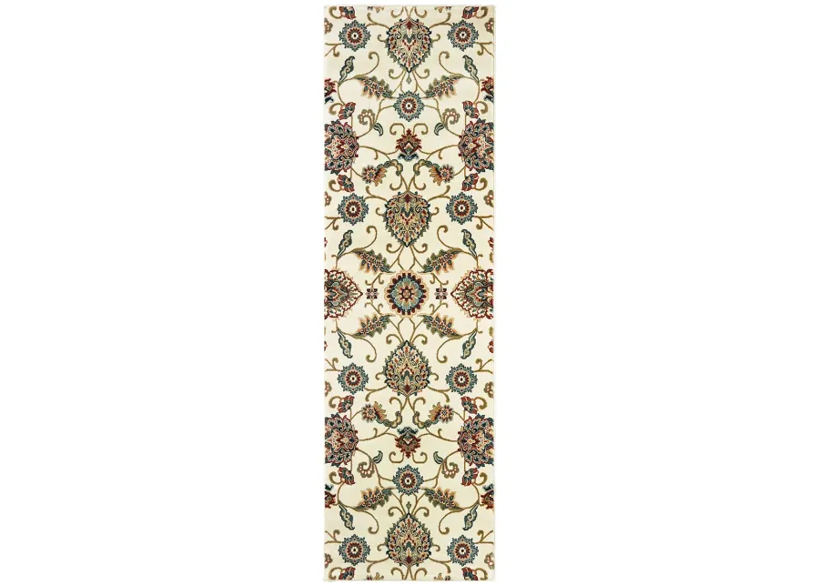 Kashan 2'3" x 7'6" Ivory Rug