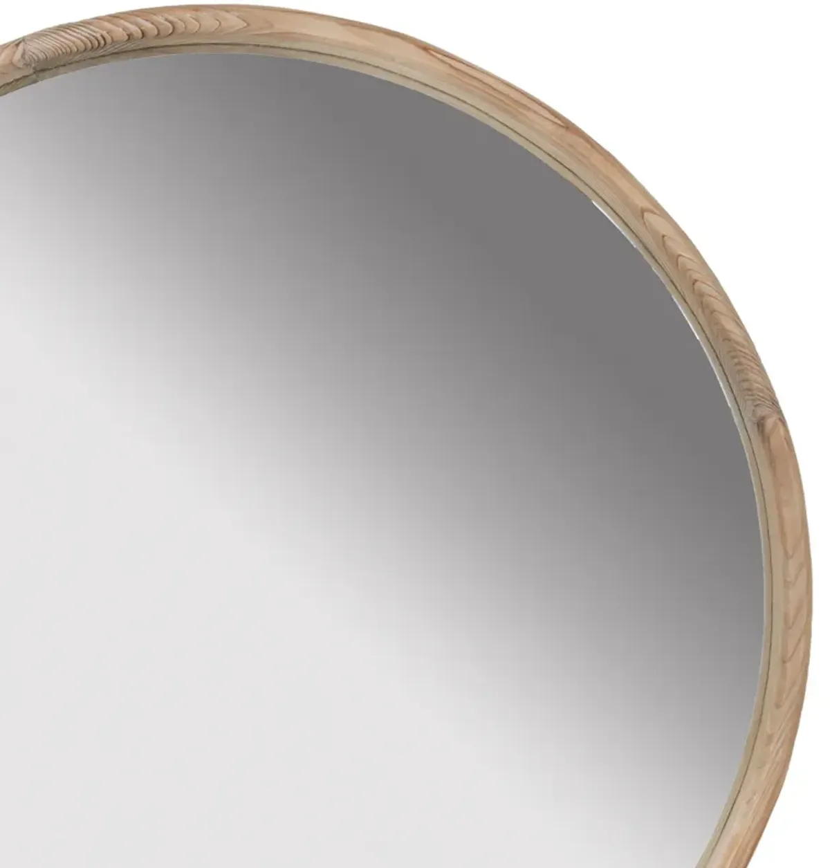 28 Inch Round Wall Mount Accent Mirror, Natural Fir Wood with Subtle Grains-Benzara