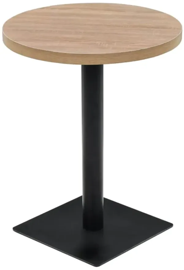 vidaXL Bistro Table MDF and Steel Round 23.6"x29.5" Oak Color