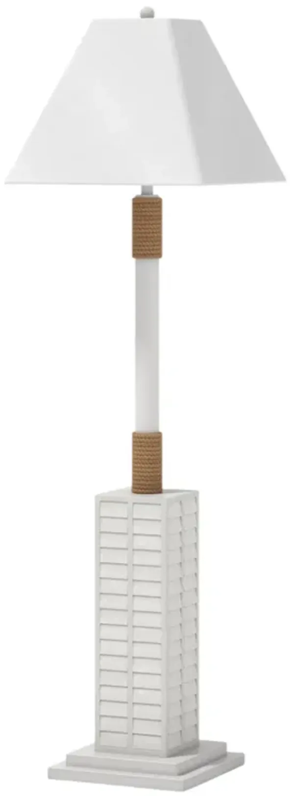 Hivvago 63" White Polyresin Floor Lamp With White Linen Shade