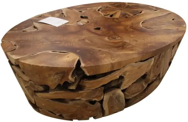 Benjara Rux 46 Inch Coffee Table, Tapered Design, Wood Grains, Natural Brown Finish