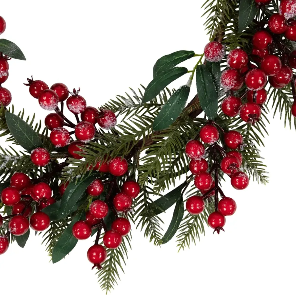 Frosted Red Berries and Foliage Artificial Christmas Wreath 18-Inch  Unlit