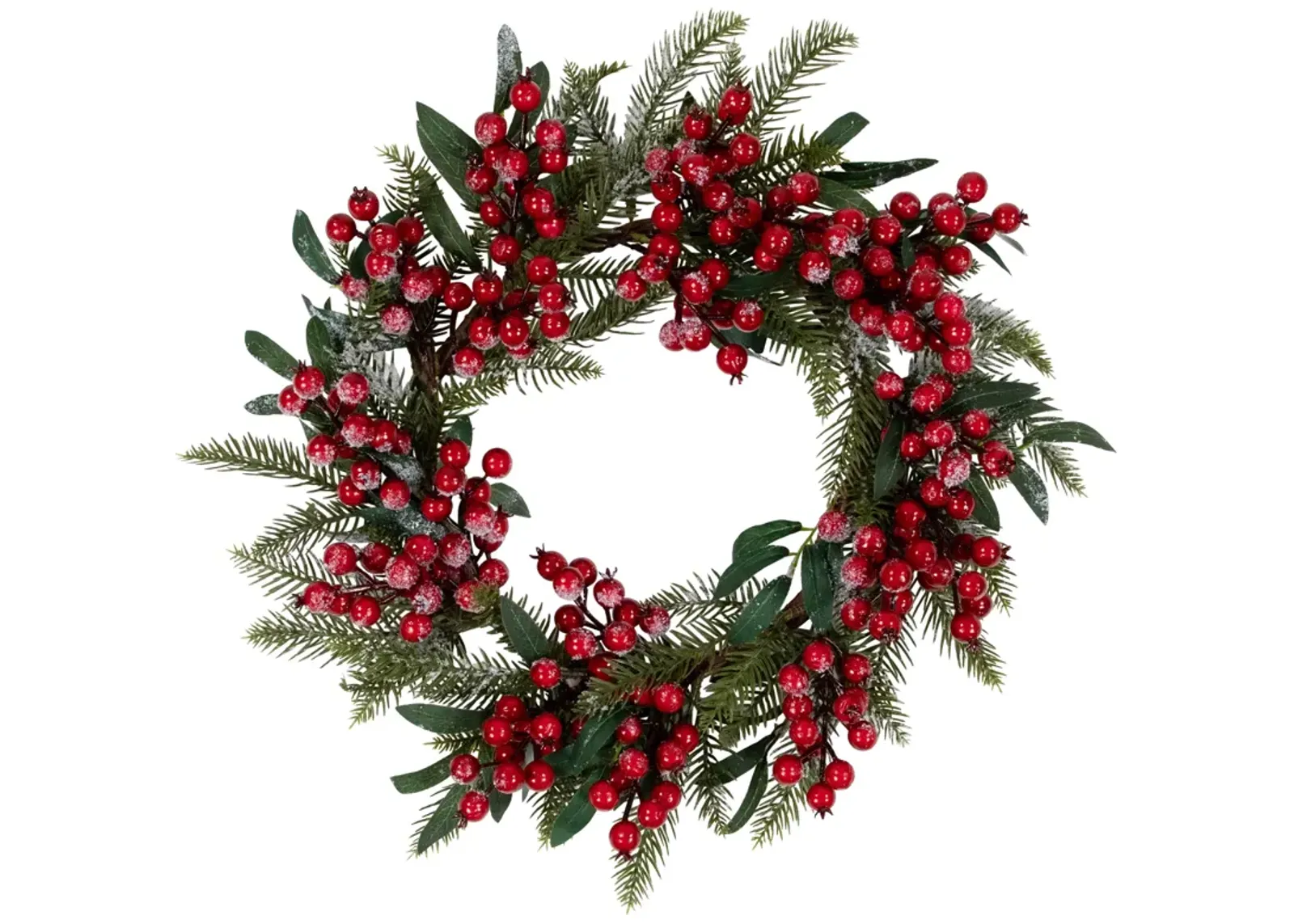 Frosted Red Berries and Foliage Artificial Christmas Wreath 18-Inch  Unlit