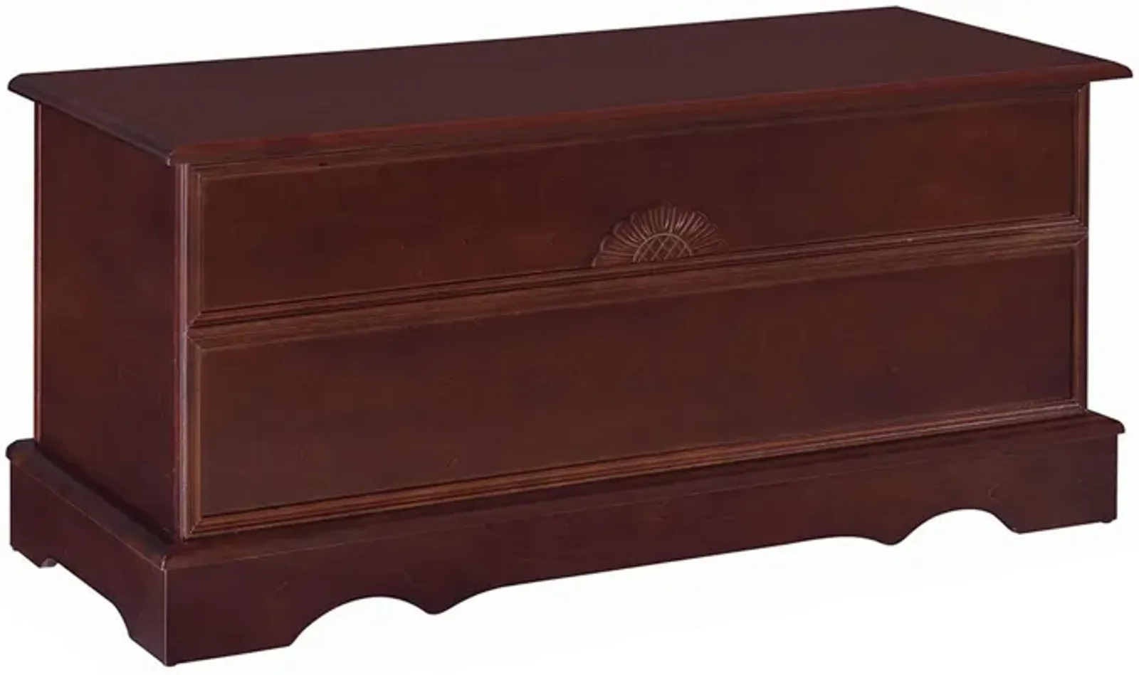 Traditional Style Lift Top Wooden Chest with Carved Details, Dark Brown-Benzara