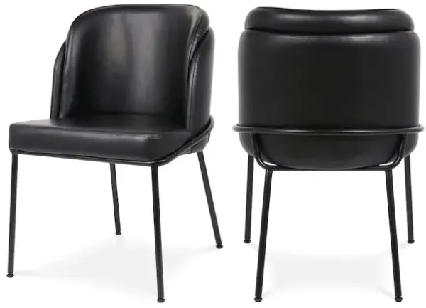 Meridian Furniture Jagger Black Vegan Leather Dining Chair, Set of 2